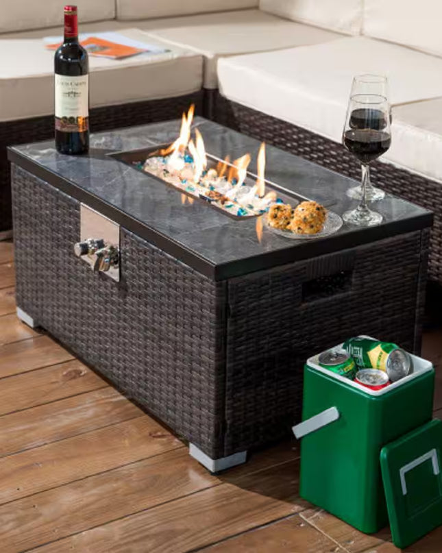 32 In. Propane Fire Pit Table, 40,000 BTU Auto-Ignition Gas Fire Table for outside Patio