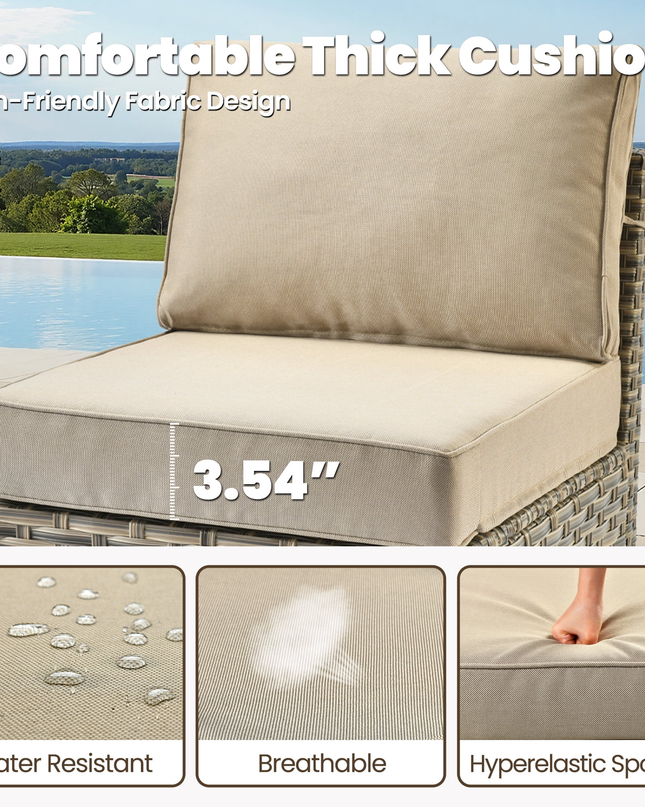 9 Pieces Patio Furniture Set outside Furniture Wicker Patio Conversation Set with Swivel Chairs, Outdoor Furniture for Garden, Beige