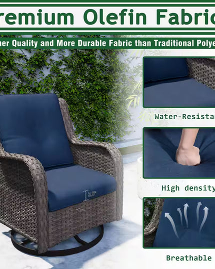 Patio Furniture Set 6-Piece Outdoor Patio Conversation Set with Blue Cushions Lawn Furniture