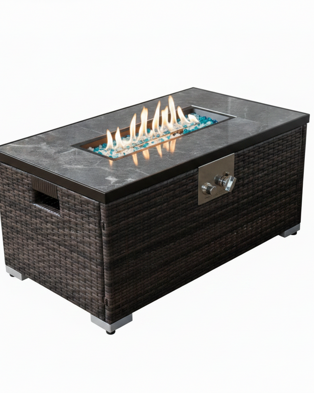 32 In. Propane Fire Pit Table, 40,000 BTU Auto-Ignition Gas Fire Table for outside Patio