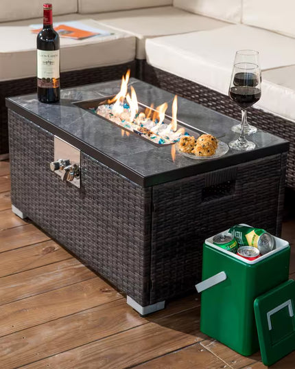 32 In. Propane Fire Pit Table, 40,000 BTU Auto-Ignition Gas Fire Table for outside Patio