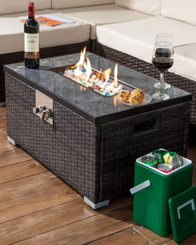 32 In. Propane Fire Pit Table, 40,000 BTU Auto-Ignition Gas Fire Table for outside Patio