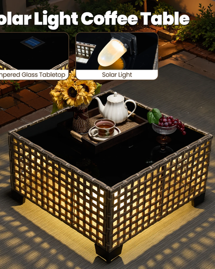 9 Pieces Patio Furniture Set outside Furniture Wicker Patio Conversation Set with Swivel Chairs, Outdoor Furniture for Garden, Beige