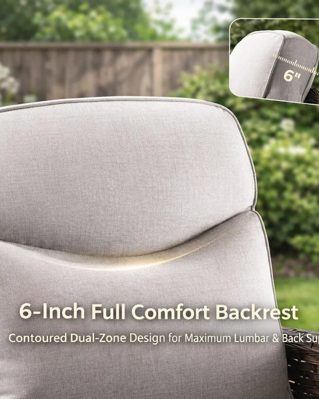 Luxury 6 Pieces Outdoor Patio Furniture Set with Swivel Rocker Chairs 6-Inch Extra Thick Cushions,Sofa Coffee Table,Wicker Conversation Sets for Porch Deck Backyard Poolside