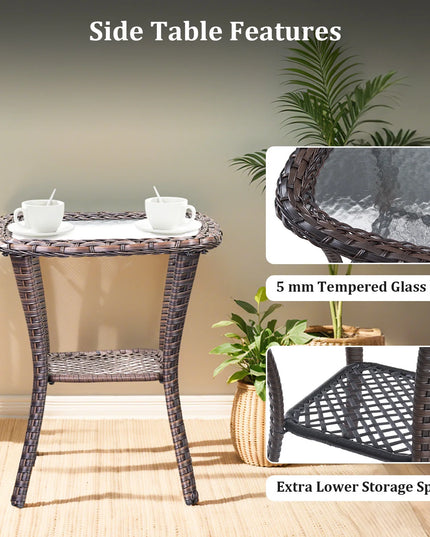 Luxury 6 Pieces Outdoor Patio Furniture Set with Swivel Rocker Chairs 6-Inch Extra Thick Cushions,Sofa Coffee Table,Wicker Conversation Sets for Porch Deck Backyard Poolside
